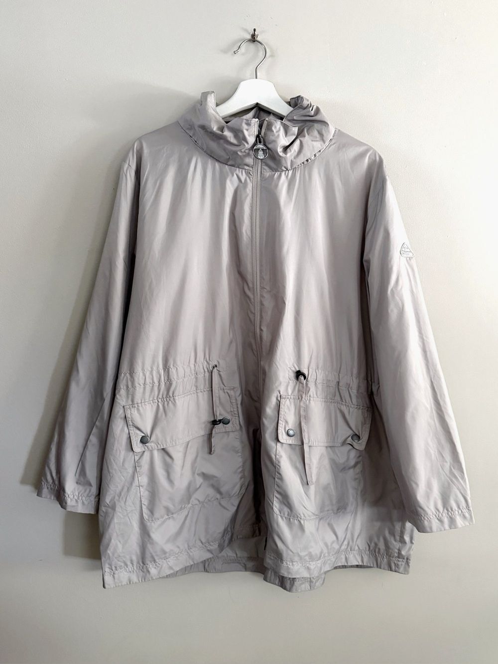 Barbour Jacket Men 2X Beige Hooded Lightweight Utility Rain Coat Gorpcore